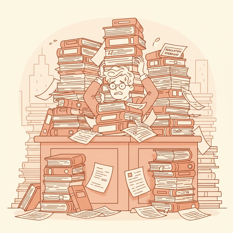 A professional drowning in policy manuals and rulebooks