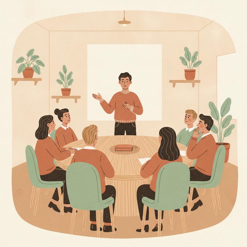 A team meeting where one person stands and speaks honestly while colleagues listen