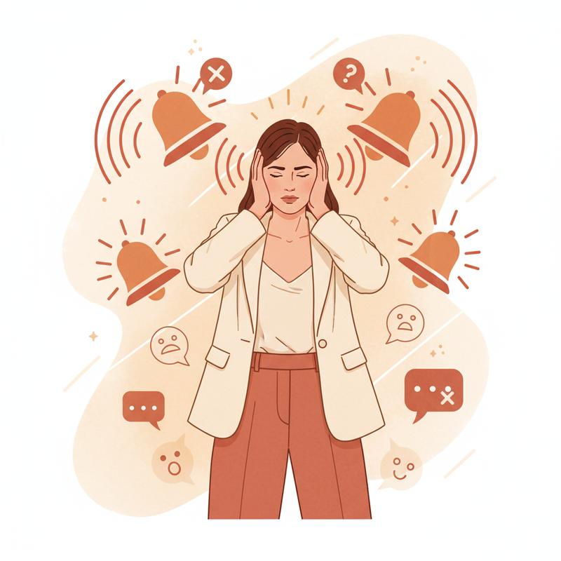 Leader covering ears while warning alarms flash around them