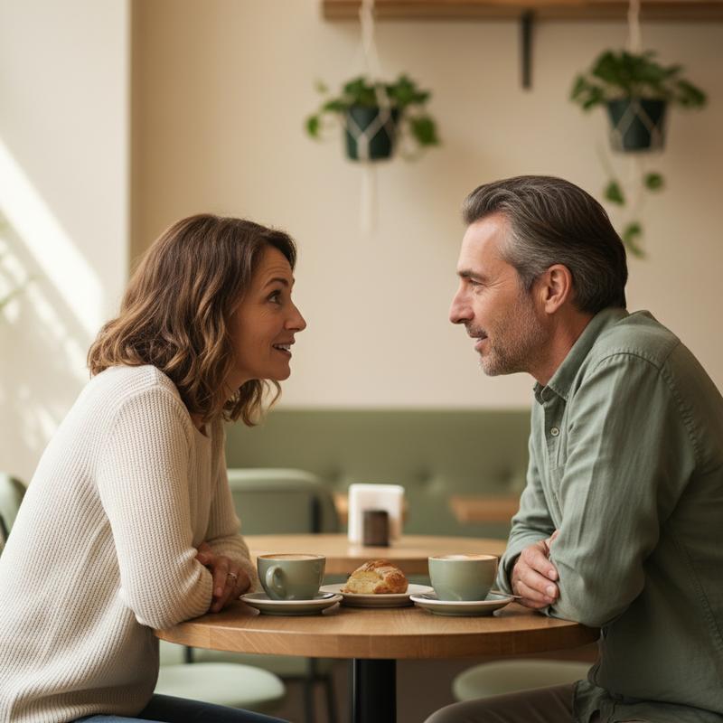 Two leaders having an honest peer conversation over coffee