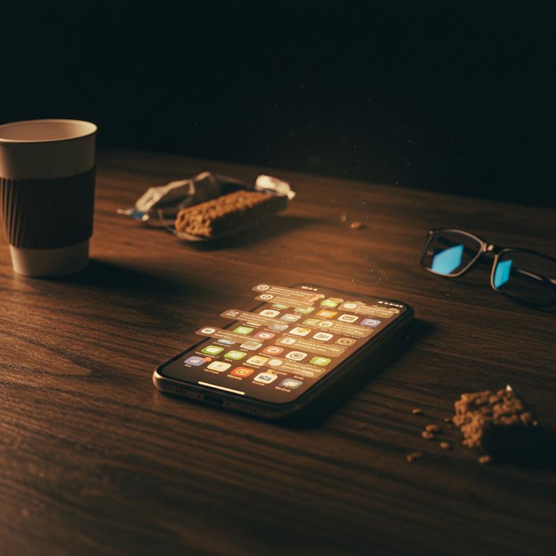 A smartphone glowing with dozens of unread notifications on a dark desk at night