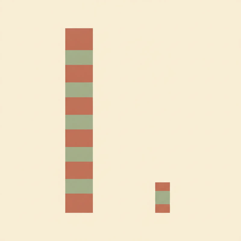 Two abstract bars side by side, one tall and one tiny, showing a large gap